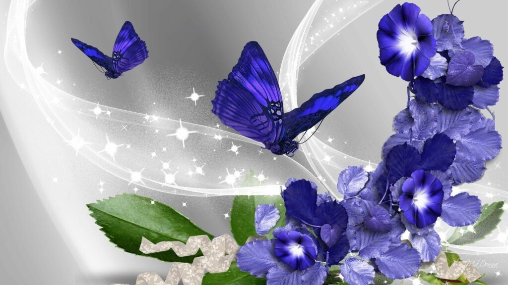 Vibrant 1920x1080 Abstract Wallpaper with Colorful Butterflies & Flowers