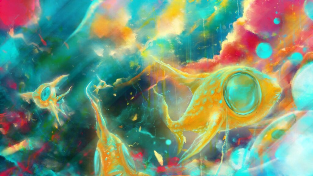 Vibrant Abstract Fish Wallpaper - Surreal Underwater World 1920x1080
