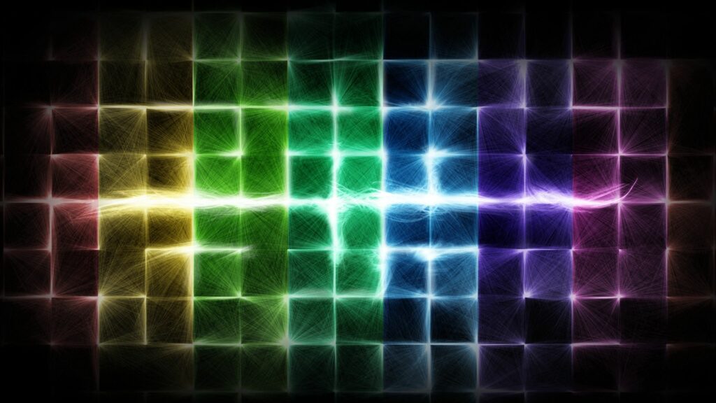 Vibrant 1920x1080 Grid Wallpaper with Radiant Light Effect