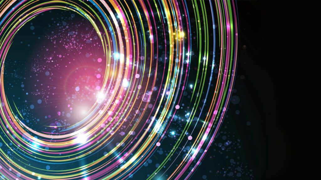 Vibrant 1920x1080 Circular Glow Wallpaper with Sparkles
