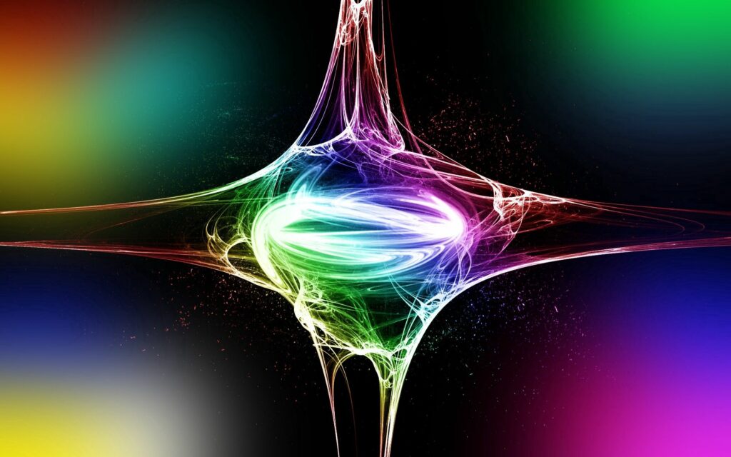 Abstract Cross Design Wallpaper: Vibrant Rainbow Lines on Dark Background