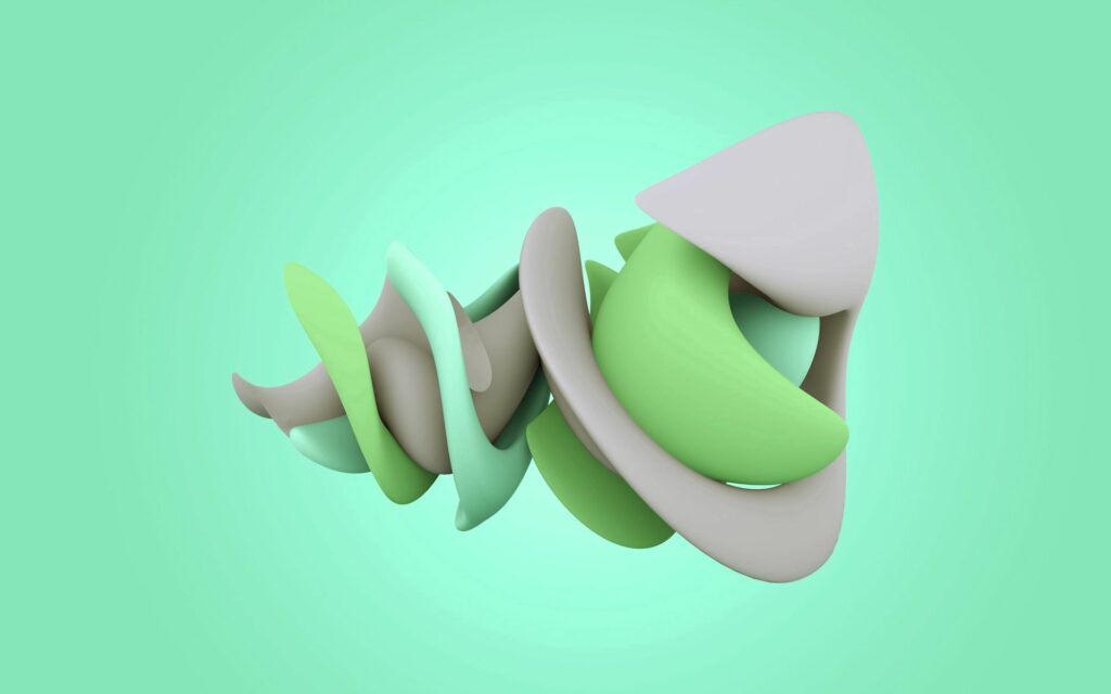 Dynamic Abstract Sculpture Wallpaper in Pastel Green & White