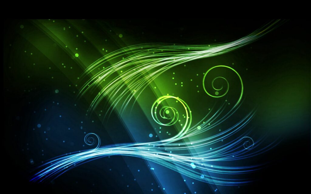Vibrant Abstract Wallpaper: Swirling Blue & Green Lines on Dark Background