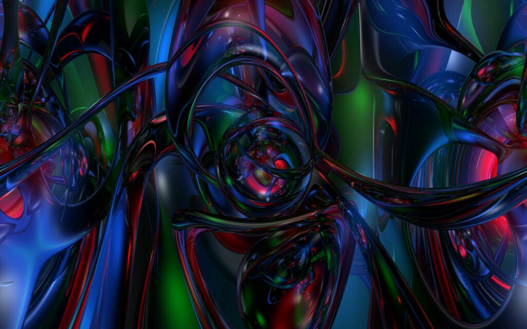 Colorful Abstract Wallpaper: Intricate Shapes & Glossy Surfaces