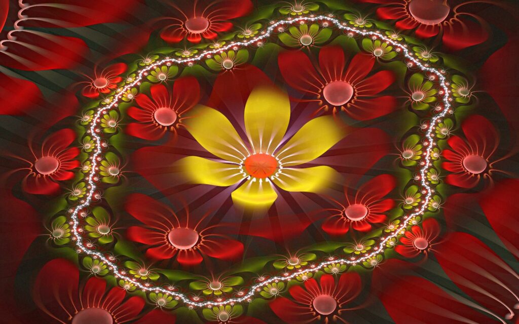 Vibrant Fractal Wallpaper 1920x1200: Colorful Flower Patterns