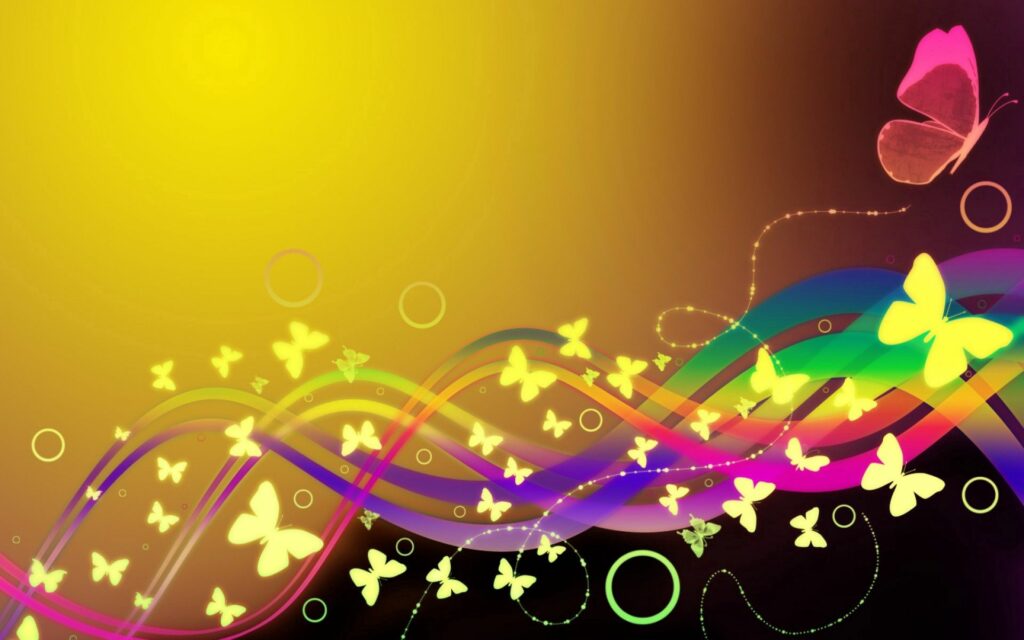 Captivating Colorful Waves & Butterflies Wallpaper - 1920x1200