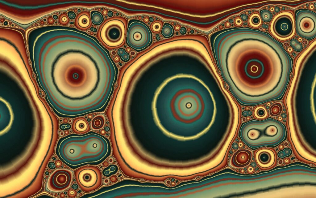 Vibrant Concentric Circle Wallpaper: Dynamic Green, Orange, Yellow Design