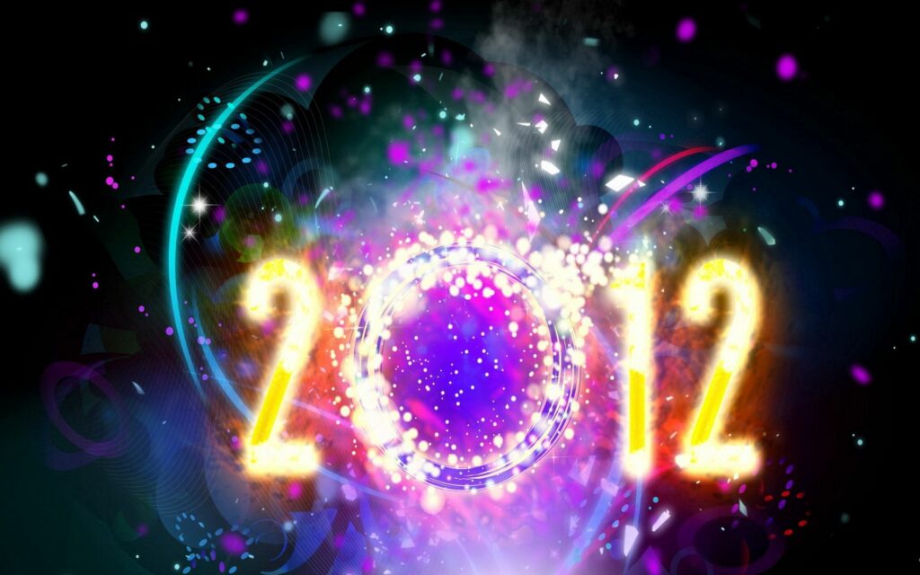 Vibrant 2012 Wallpaper with Festive Lights and Abstract Designs