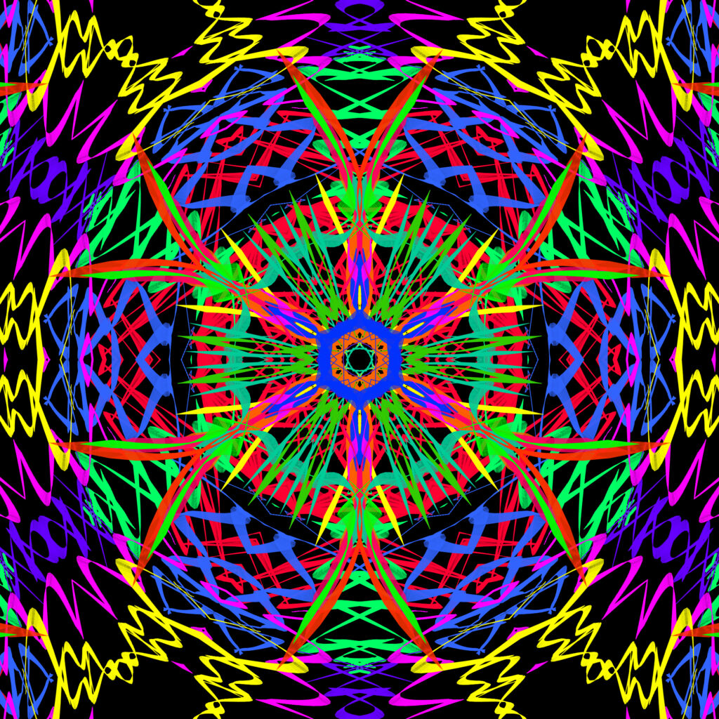 Vibrant 2024x2024 Fractal Wallpaper: Colorful Symmetrical Design