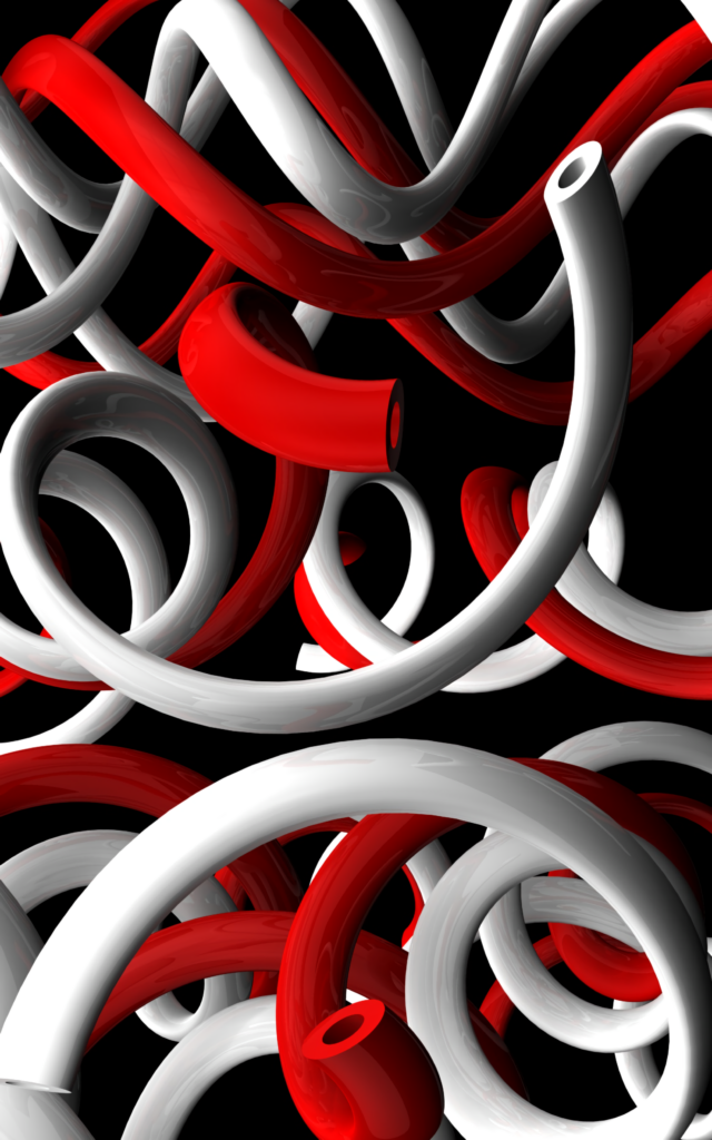 Dynamic Red & White Abstract 2100x3360 Wallpaper with 3D Effect