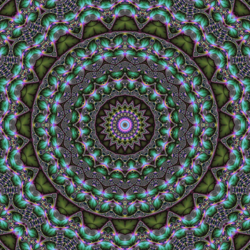 Vibrant 2500x2500 Mandala Wallpaper: Kaleidoscopic Fractal Design