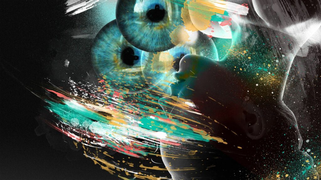 Colorful Abstract Face Wallpaper - 2560x1440 Artistic Background