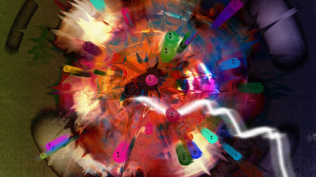 Vibrant 2560x1440 Colorful Burst Wallpaper - Dynamic Dark Background