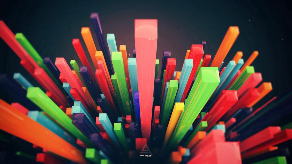 Vibrant 2560x1440 Colorful Shapes Wallpaper on Dark Background
