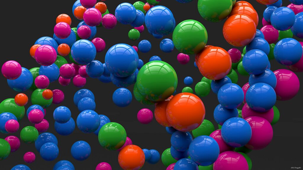 Colorful Glossy Spheres Wallpaper - Vibrant 2560x1440 Background