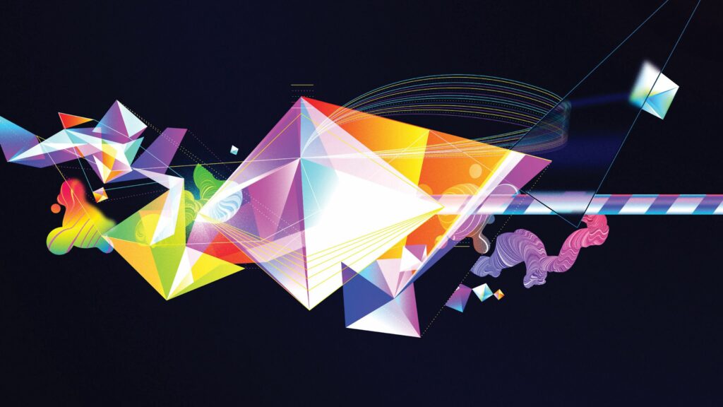 Vibrant 2560x1440 Geometric Wallpaper for a Creative Background
