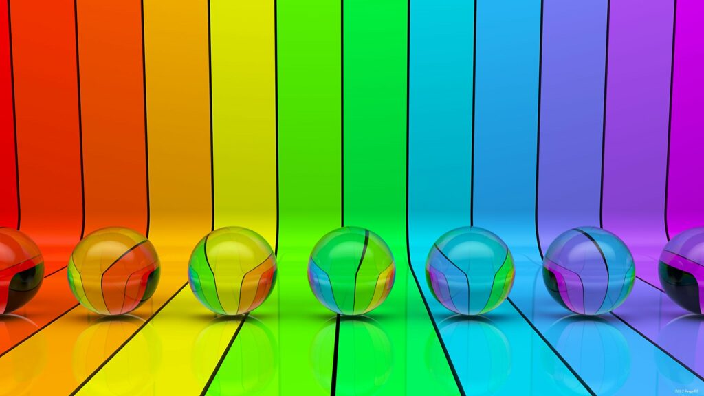 Stunning 2560x1440 Multicolored Lines & Glass Balls Wallpaper