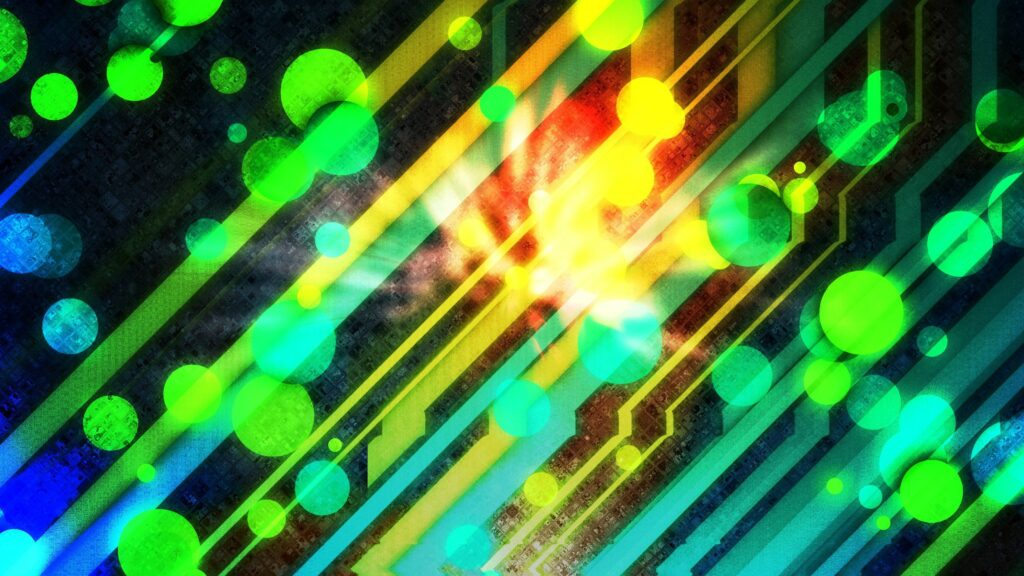 Vibrant 2560x1440 Background: Dynamic Lines & Bright Circles Wallpaper