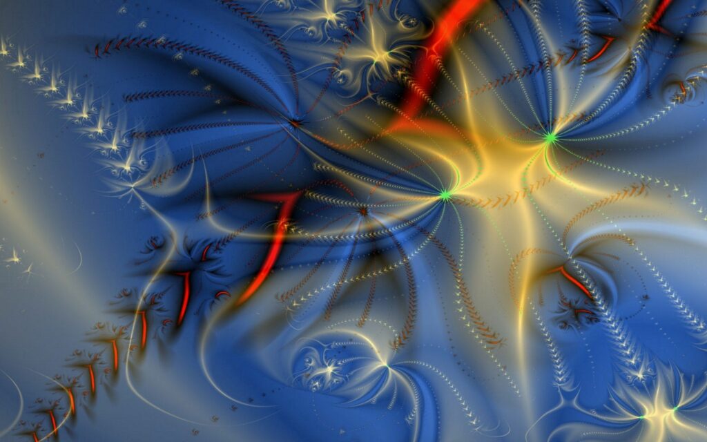 Vibrant Abstract Wallpaper: Colorful Swirls in Blue, Yellow, and Red