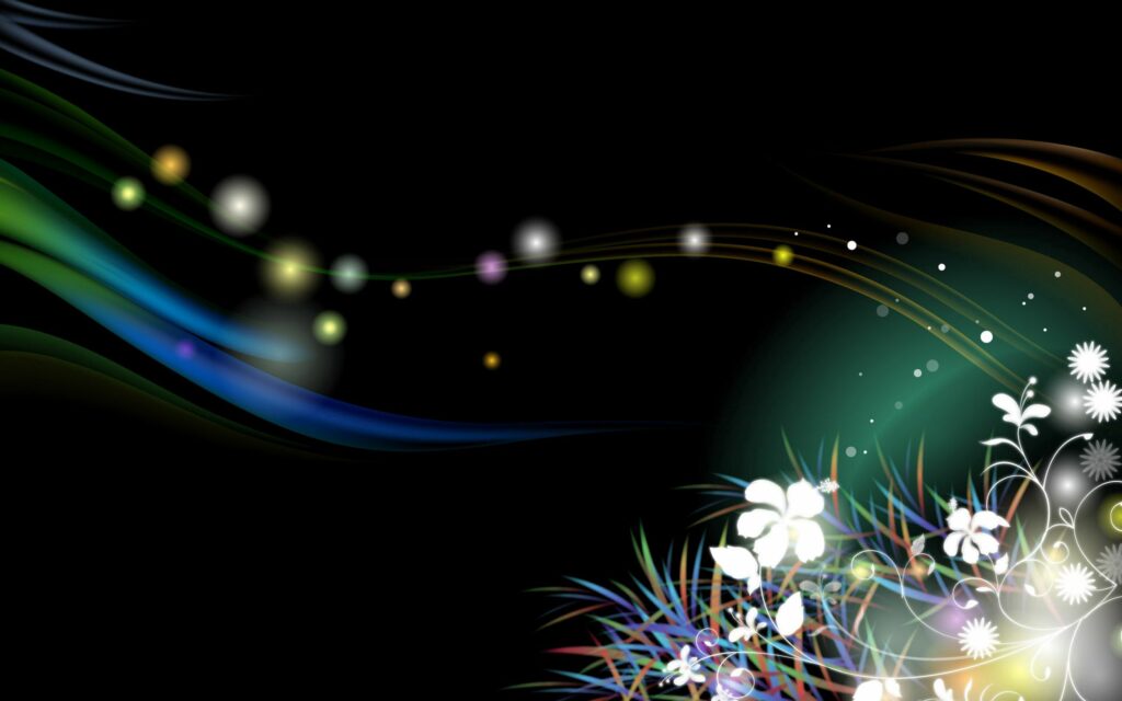 Vibrant Multicolored Swirls on Black Background Wallpaper 2560x1600