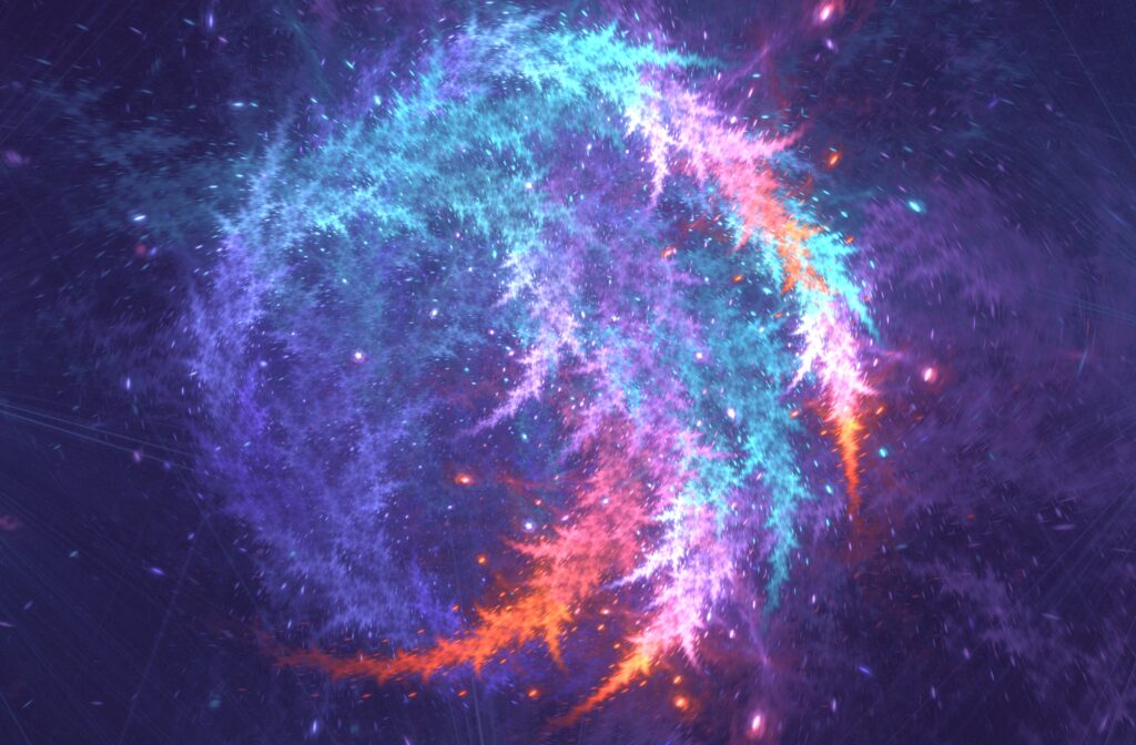 Vibrant Abstract Wallpaper: Colorful Swirls & Sparks on Dark Background