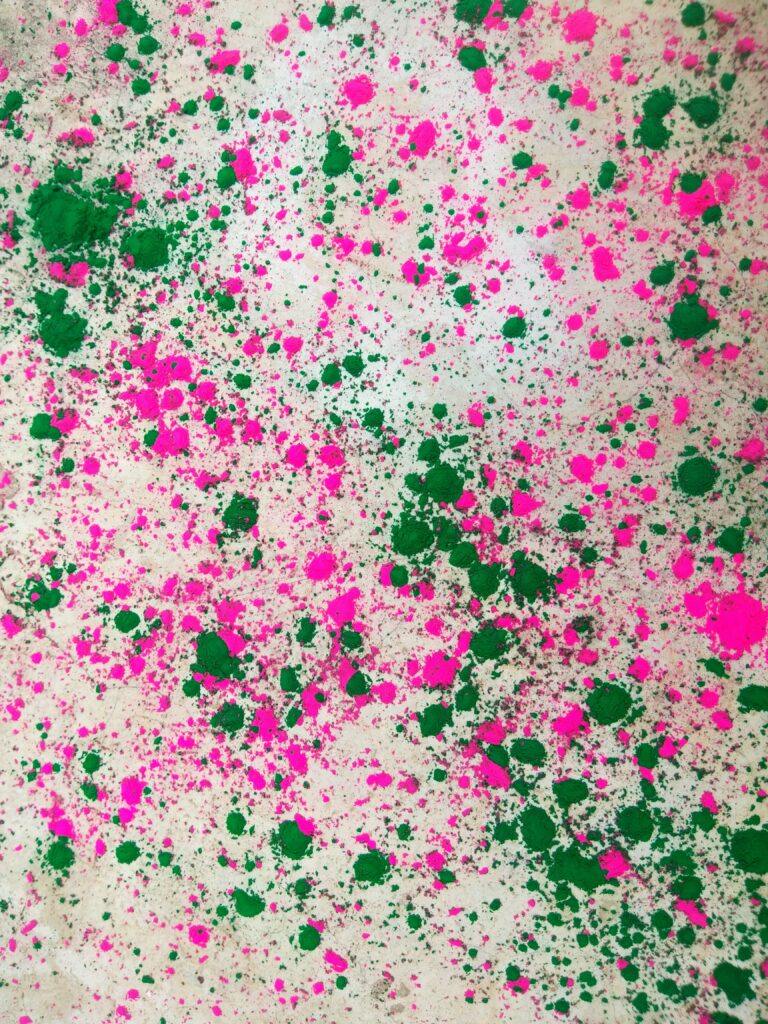 Vibrant Abstract Wallpaper: Green & Pink Paint Splashes Background