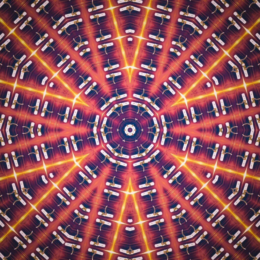 Vibrant 3464x3464 Symmetrical Wallpaper with Kaleidoscopic Design