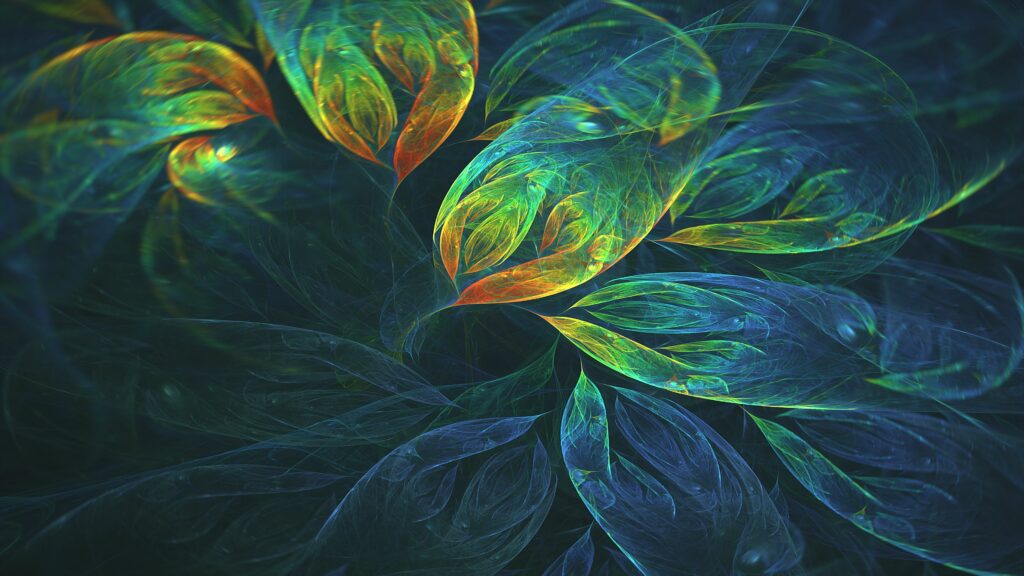 Vibrant 3840x2160 Abstract Leaf Wallpaper | Swirling Colors & Depth
