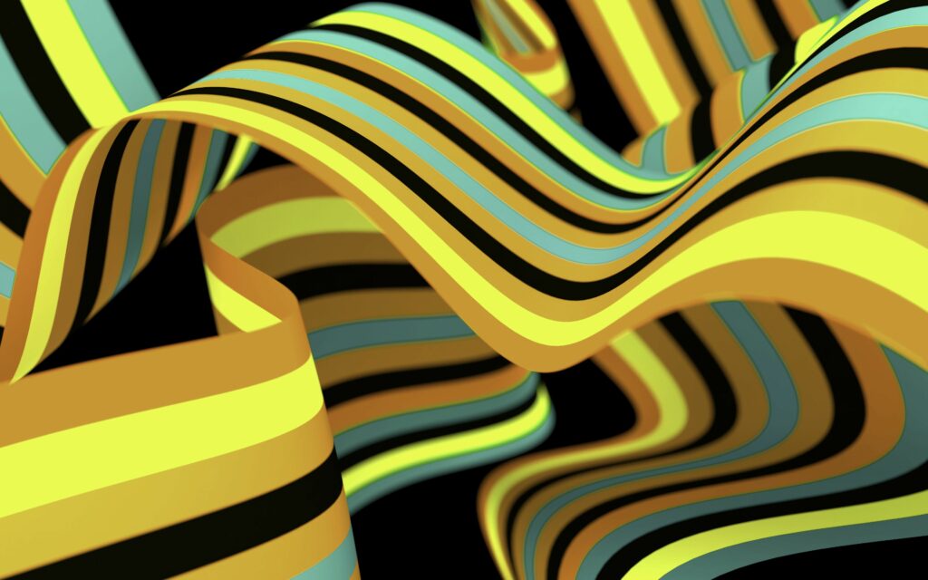 Vibrant Abstract Wallpaper: Colorful Ribbons on Black Background