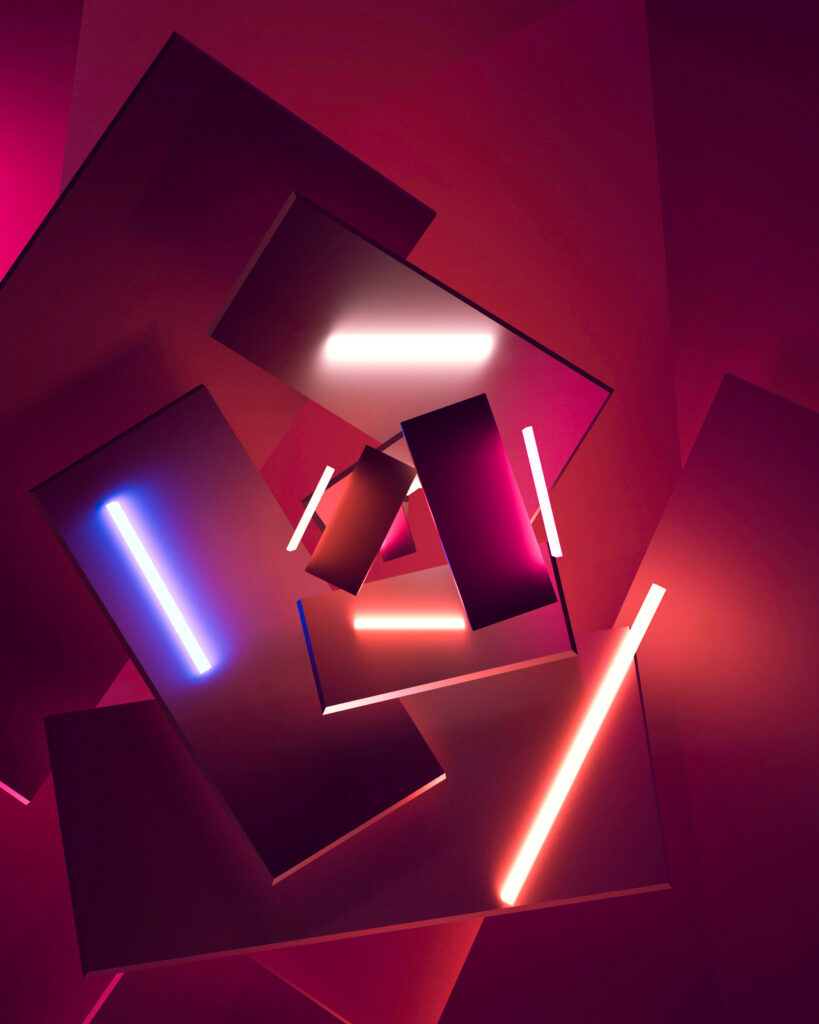 Vibrant 3D Abstract Wallpaper with Floating Geometric Plates
