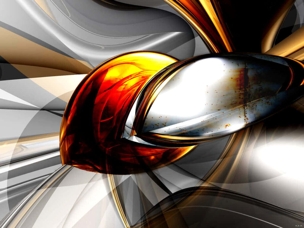 Vibrant 3D Abstract Wallpaper: Metallic & Glass-Like Depth Background