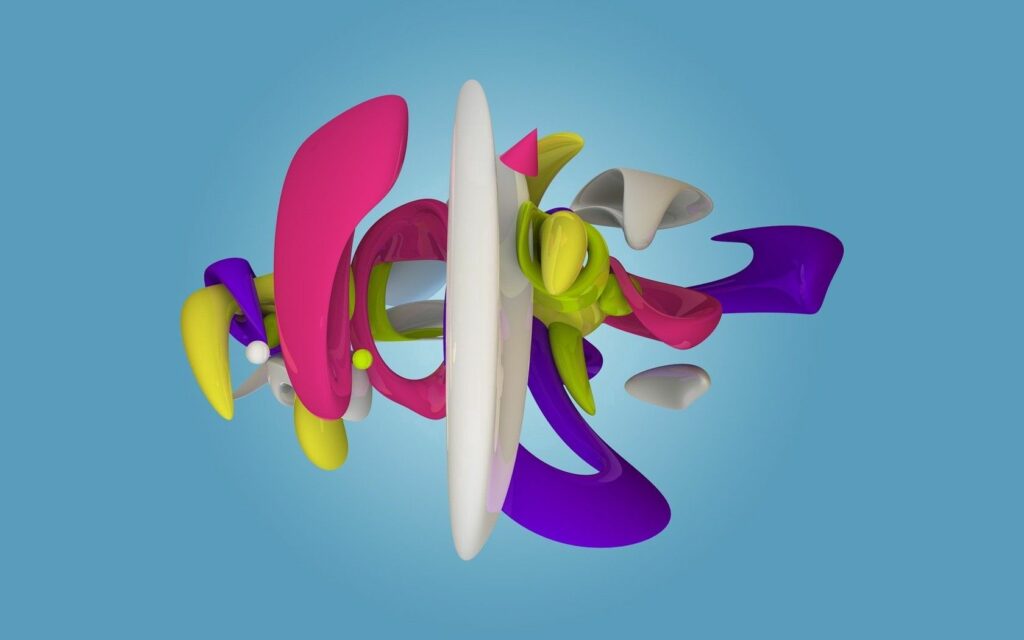 Vibrant 3D Abstract Wallpaper - Colorful Shapes on Soft Blue Background