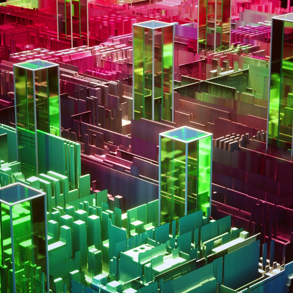 Vibrant 3D Abstract Structure Wallpaper - Dynamic Colorful Background