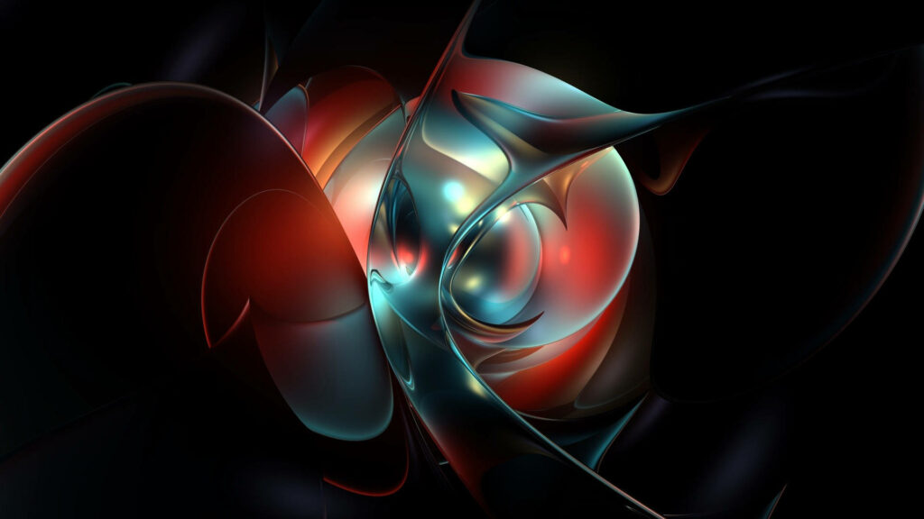 Vibrant 3D Abstract Wallpaper: Colorful Fluid Shapes on Dark Background