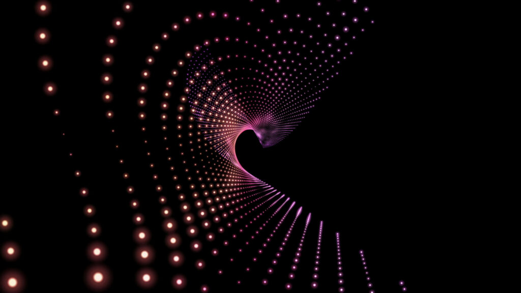 Vibrant Abstract 3D Wallpaper: Pink & Purple Dots on Black Background