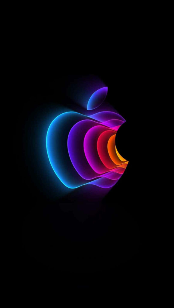 Vibrant 3D Apple Logo Wallpaper in Neon Colors for iPhone Display