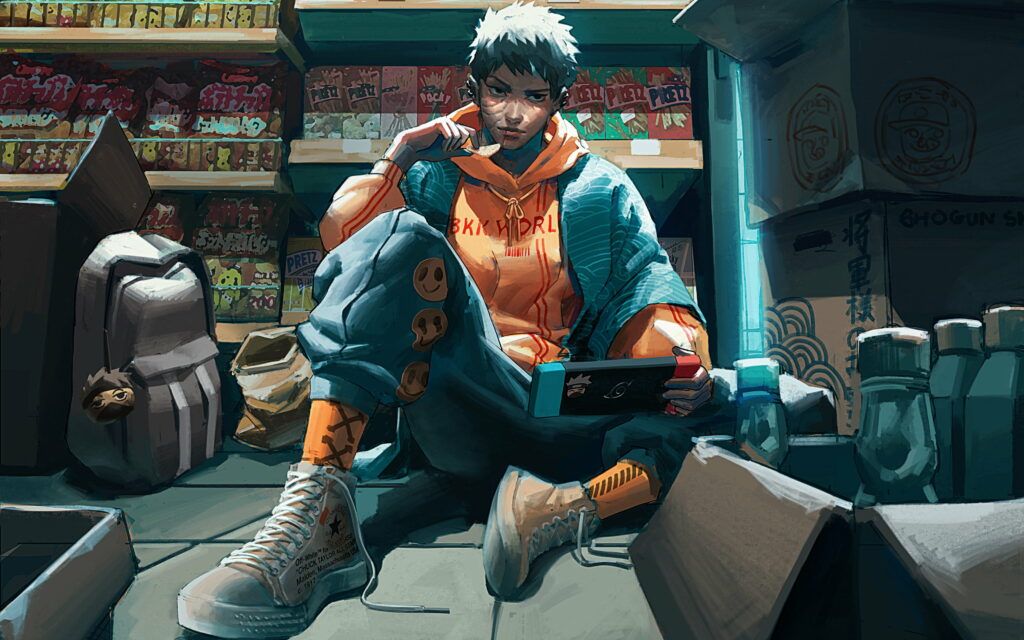 Violet Abstract Tribute: Immersive 3D Art Showcasing Obito Uchiha in Naruto Manga Shop Wallpaper