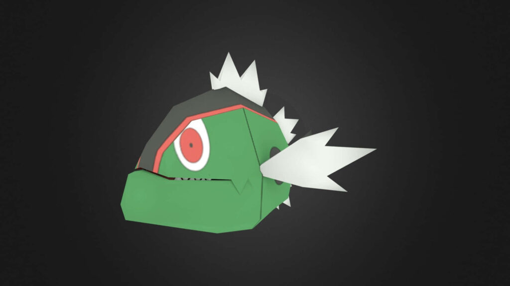 3D Basculin Wallpaper: Fierce Pokémon on Dark Gradient Background
