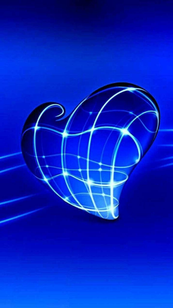 Vibrant 3D Art Wallpaper: Glowing Blue Heart on Rich Background