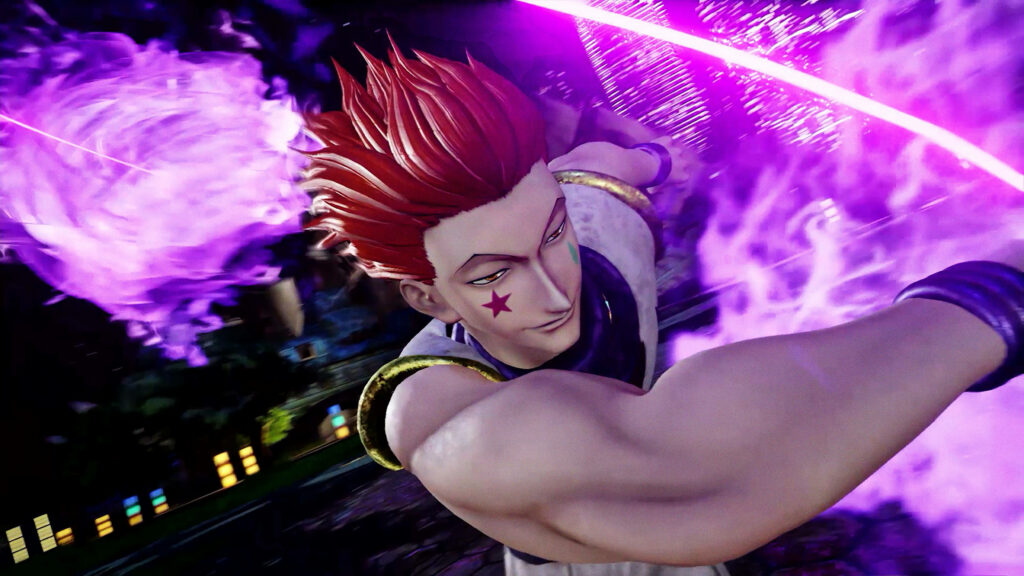 Vibrant 3D Character Wallpaper: Red Hair & Purple Energy Effects