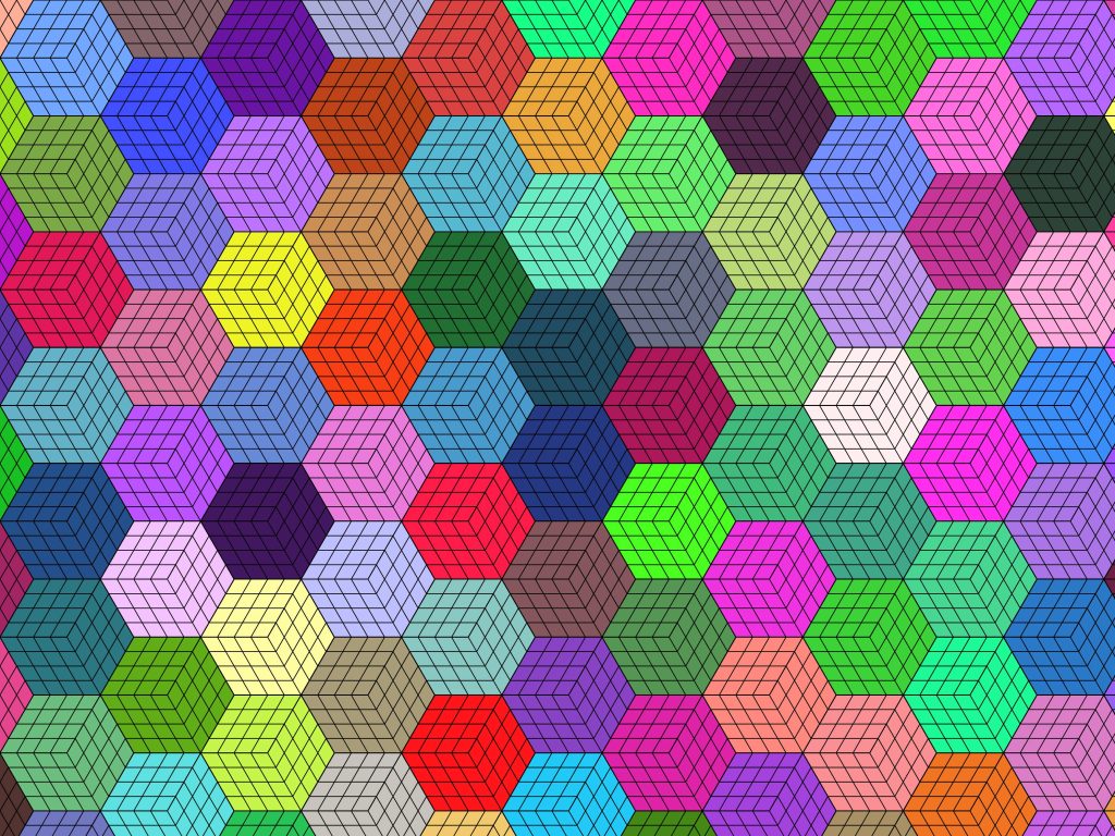 Vibrant 3D hexagon tiles wallpaper with colorful isometric cubes and dynamic geometric pattern