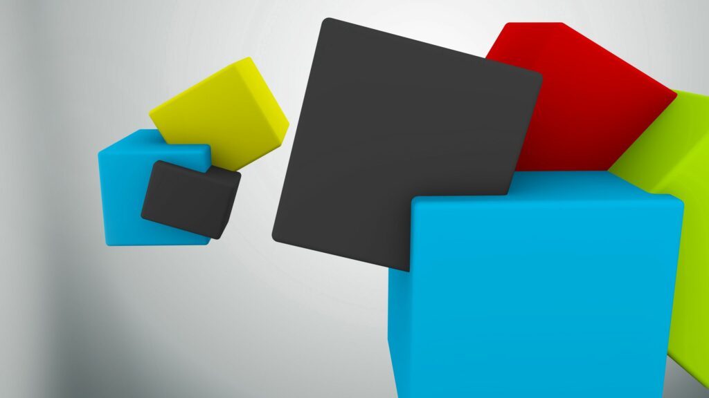 Vivid 3D Floating Colored Cubes Wallpaper - 2560x1440 Design