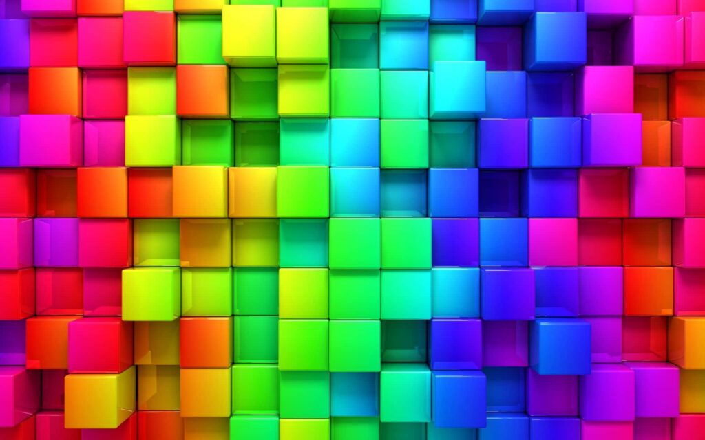 Vibrant 3D Cube Wallpaper: Cool to Warm Color Spectrum Background