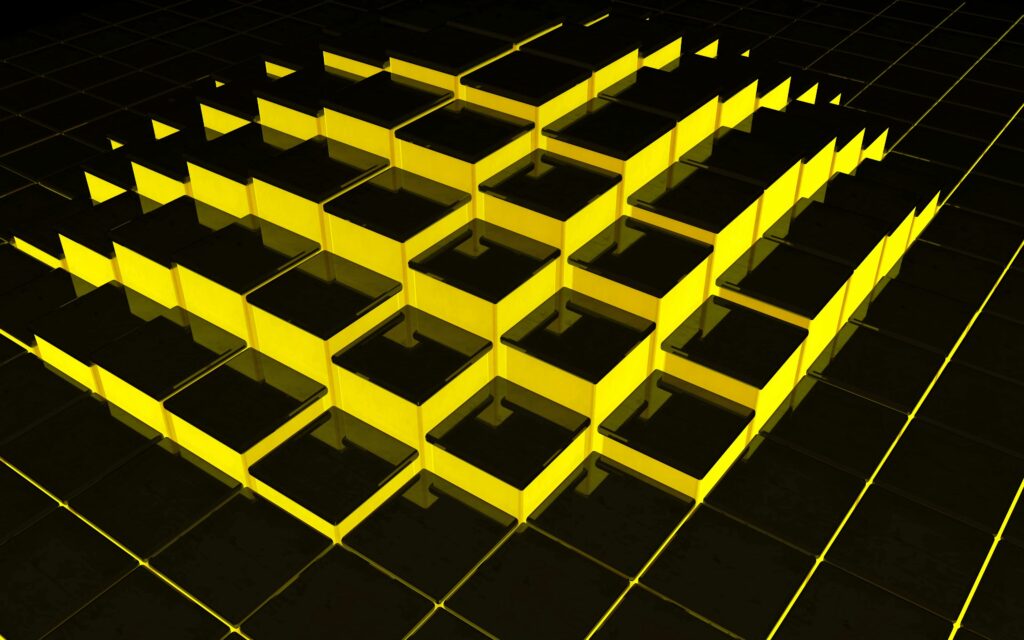 Vibrant Yellow & Black 3D Cube Wallpaper - Modern Geometric Design