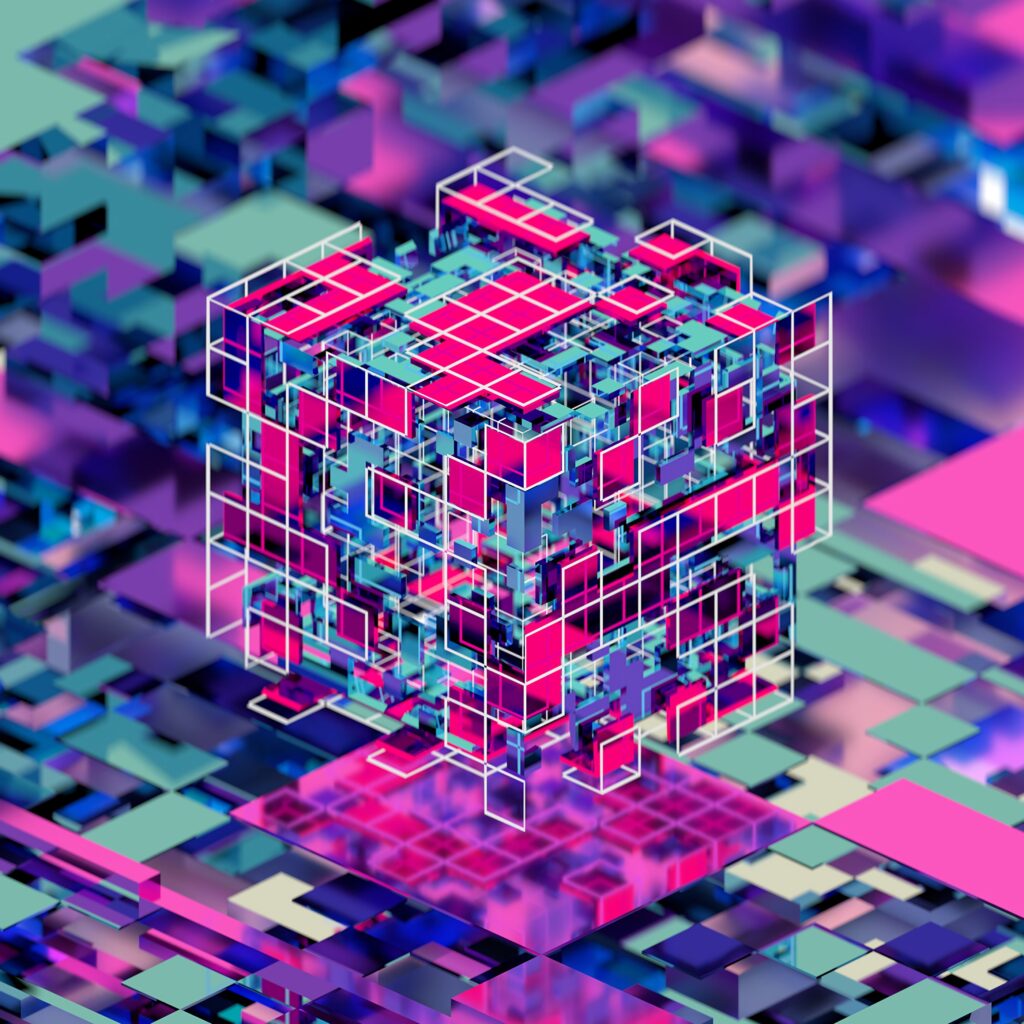 Vibrant 3D Cube Wallpaper: Neon Colors & Abstract Background