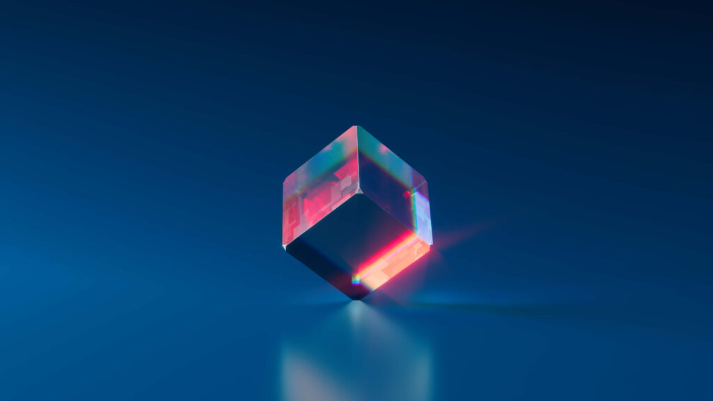 Vibrant 3D Cubic Shape Wallpaper on Deep Blue Background