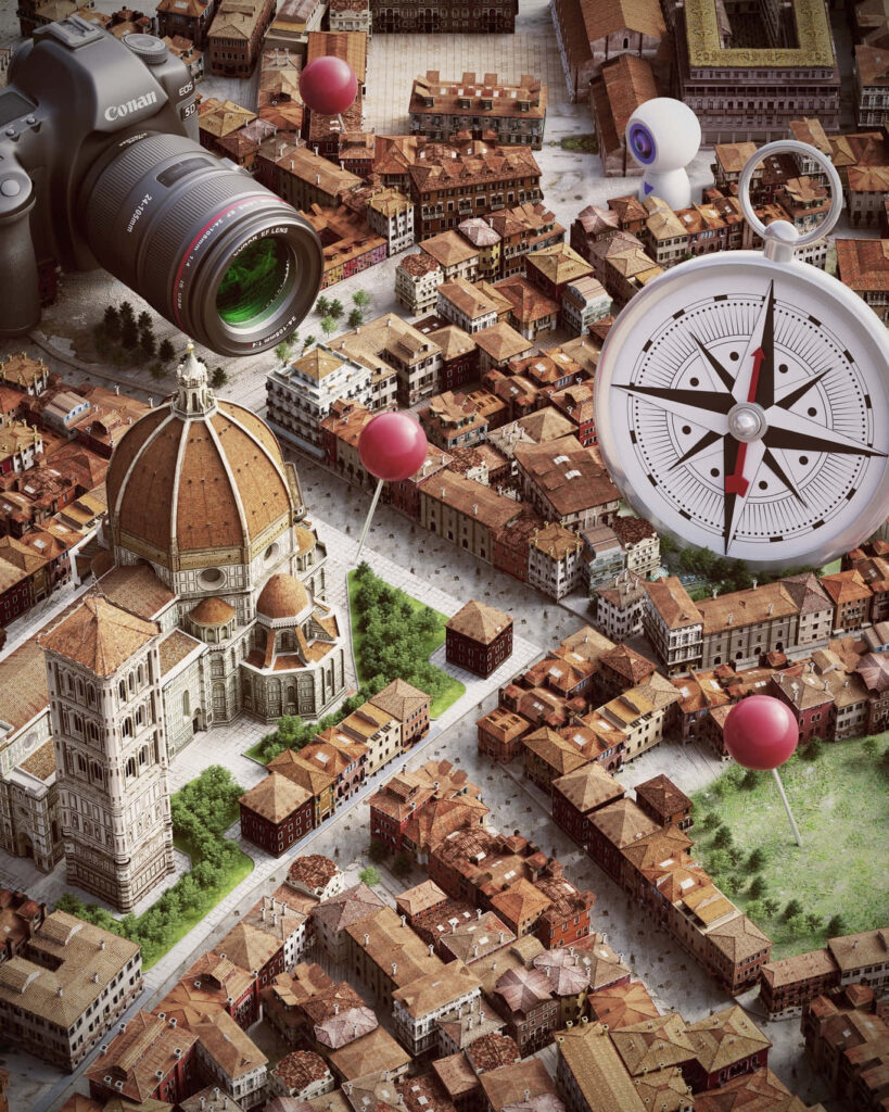 Vibrant 3D European City Map Wallpaper: Explore History & Landmarks