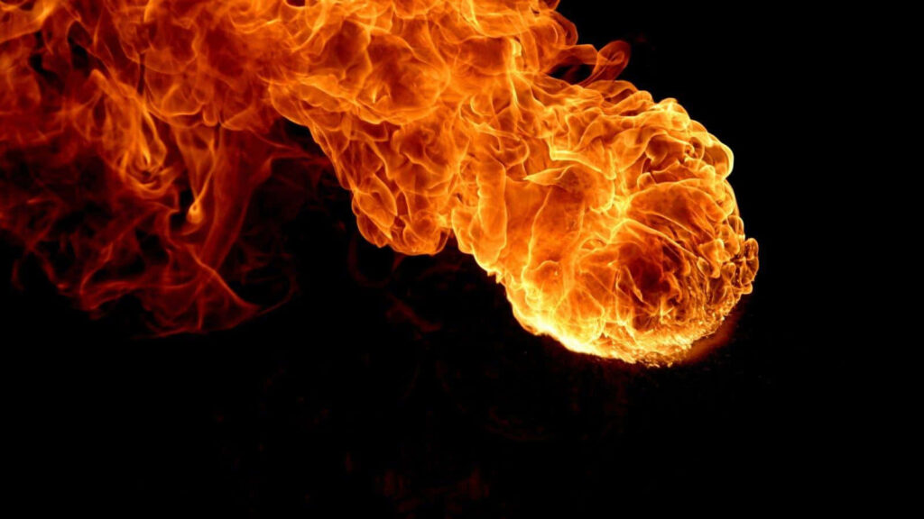 Vibrant 3D Flame Wallpaper on Deep Black Background