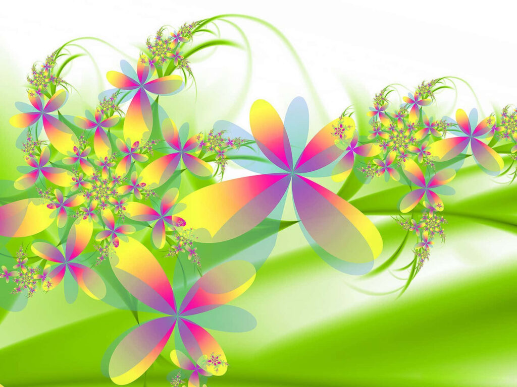Vibrant 3D Flowers Wallpaper: Colorful Floral Bloom Background