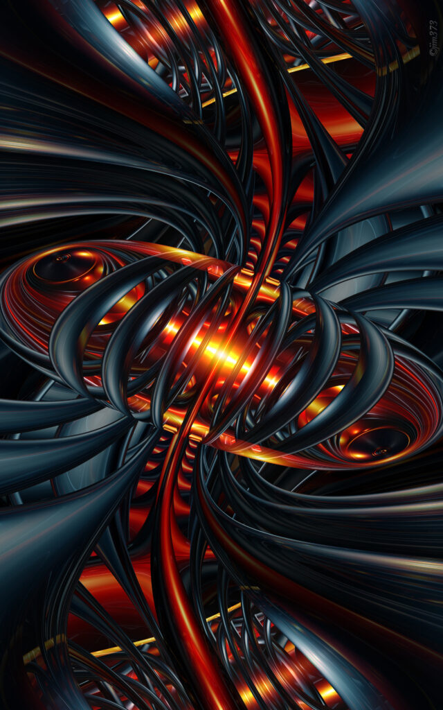 Vibrant 3D Fractal Wallpaper: Glowing Red & Orange Background